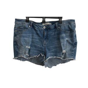 Torrid Denim Womens Distressed Frayed Hem Jean Shorts Size 22 Light Wash